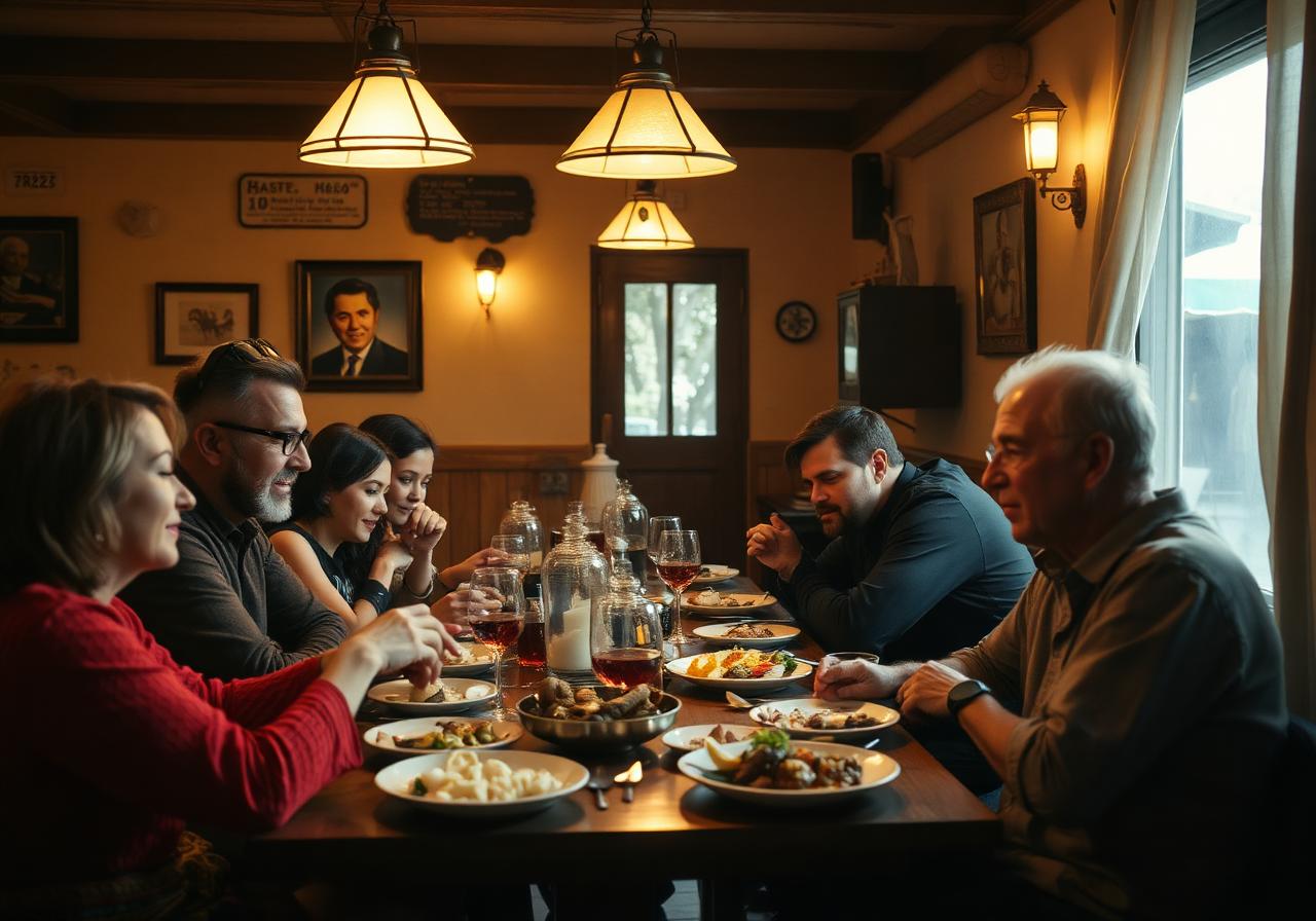 Οικογενειακό τραπέζι σε παραδοσιακό ελληνικό εστιατόριο